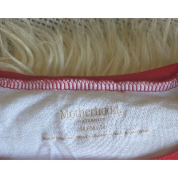 Motherhood Maternity Momma 3/4 Sleeve Red & White Baseball Maternity Tee M - Picture 2 of 6